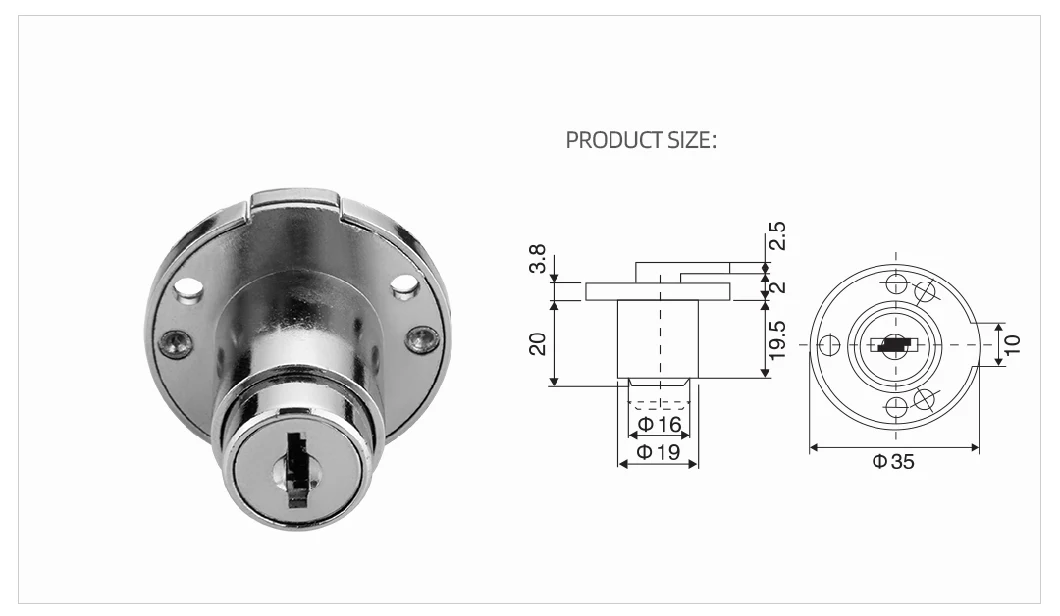 587 Zinc Alloy Furniture Lock for Wooden Single Door Cabinet